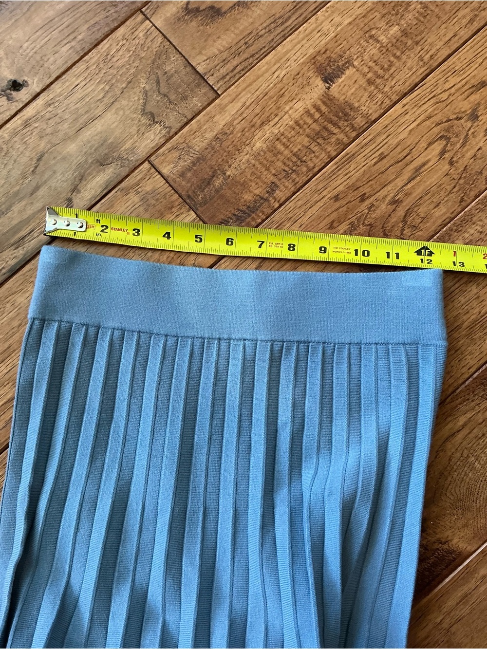 Le Maille Sezane Blue Knit Pleated Midi Skirt, Small - Picture 5 of 8